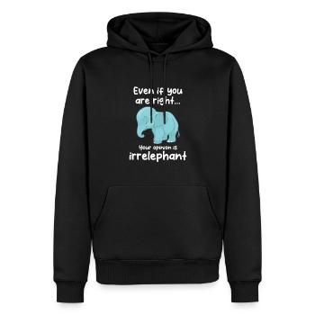 Votre avis est irrelephant - Sweat à capuche Premium bio Homme - noir - Devant - Nico (187cm)