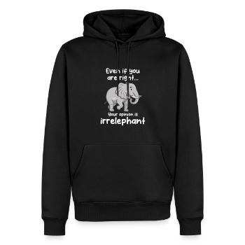Votre avis est irrelephant - Sweat à capuche Premium bio Homme - noir - Devant - Nico (187cm)