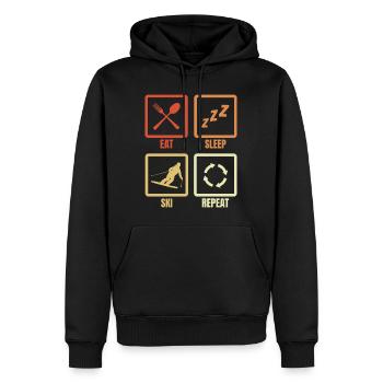 Manger, dormir, skier, répéter - Sweat à capuche Premium bio Homme - noir - Devant - Nico (187cm)