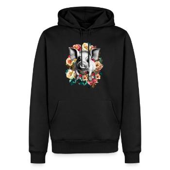 Schwein - Männer Premium Bio Hoodie - Schwarz - Vorne - Nico (187cm)