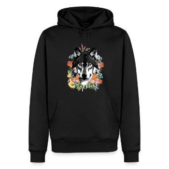 Wolf - Männer Premium Bio Hoodie - Schwarz - Vorne - Nico (187cm)