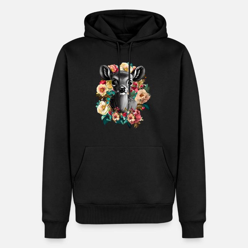 Reh - Männer Premium Bio Hoodie - Schwarz
