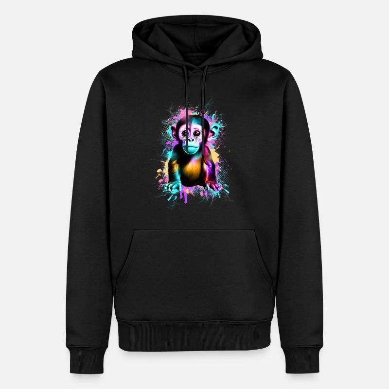 Affe - Männer Premium Bio Hoodie - Schwarz