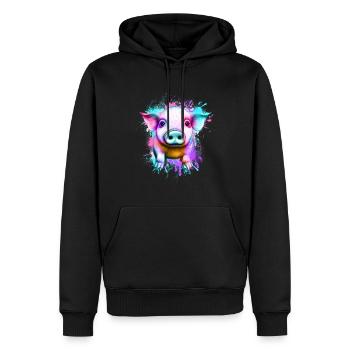 Schwein - Männer Premium Bio Hoodie - Schwarz - Vorne - Nico (187cm)