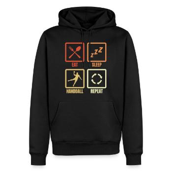 Essen Schlafen Handball Wiederholen - Männer Premium Bio Hoodie - Schwarz - Vorne - Nico (187cm)