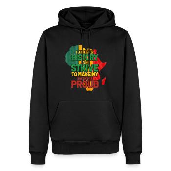 Mois de l’histoire des Noirs Histoire des Noirs - Sweat à capuche Premium bio Homme - noir - Devant - Nico (187cm)