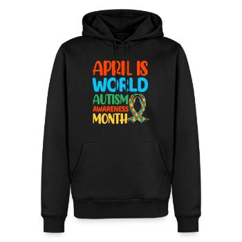 Autisme Autiste - Sweat à capuche Premium bio Homme - noir - Devant - Nico (187cm)
