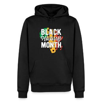 Mois de l’histoire des Noirs Histoire des Noirs - Sweat à capuche Premium bio Homme - noir - Devant - Nico (187cm)