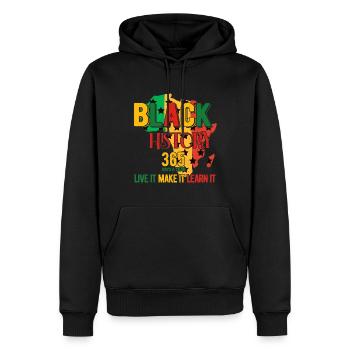 Mois de l’histoire des Noirs Histoire des Noirs - Sweat à capuche Premium bio Homme - noir - Devant - Nico (187cm)