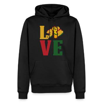 Mois de l’histoire des Noirs Histoire des Noirs - Sweat à capuche Premium bio Homme - noir - Devant - Nico (187cm)