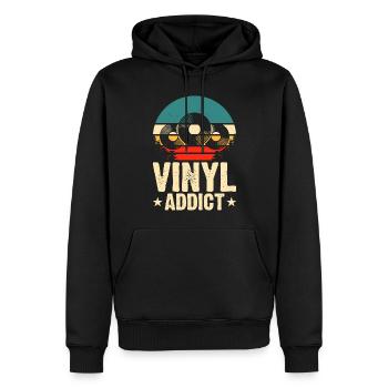 Vinyl Addict - Männer Premium Bio Hoodie - Schwarz - Vorne - Nico (187cm)