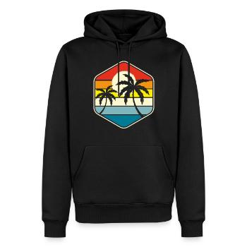 Palmen Retro Vintage - Männer Premium Bio Hoodie - Schwarz - Vorne - Nico (187cm)
