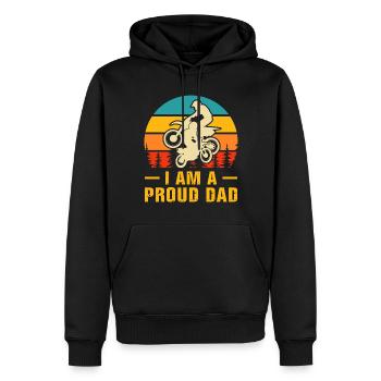 Papa motocross - Sweat à capuche Premium bio Homme - noir - Devant - Nico (187cm)