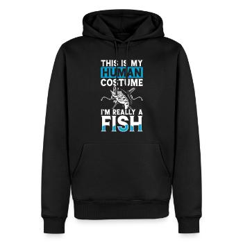 Angler - Männer Premium Bio Hoodie - Schwarz - Vorne - Nico (187cm)