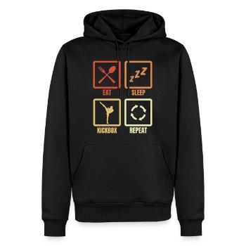 Essen Schlafen Kickboxen Wiederholen - Männer Premium Bio Hoodie - Schwarz - Vorne - Nico (187cm)