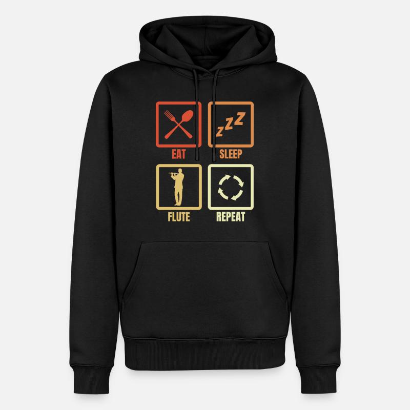 Manger Sommeil Flûte Répéter - Sweat à capuche Premium bio Homme - noir