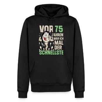 75. Geburtstag 75 Jahre War Ich Mal Der Schnellste - Männer Premium Bio Hoodie - Schwarz - Vorne - Nico (187cm)