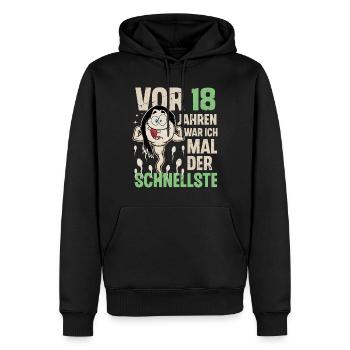 18. Geburtstag 18 Jahre War Ich Mal Der Schnellste - Männer Premium Bio Hoodie - Schwarz - Vorne - Nico (187cm)