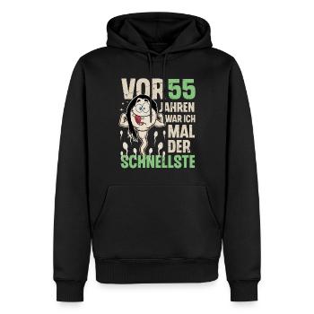 55. Geburtstag 55 Jahre War Ich Mal Der Schnellste - Männer Premium Bio Hoodie - Schwarz - Vorne - Nico (187cm)