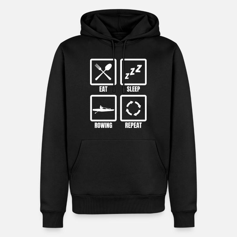 Eating, sleeping, rowing, repeating - Men’s Premium Organic Hoodie - black