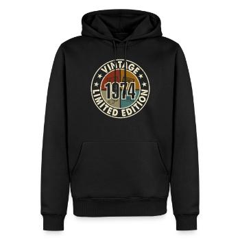 50e anniversaire 1974 millésime millésime - Sweat à capuche Premium bio Homme - noir - Devant - Nico (187cm)