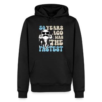 Vor 50 Jahren War Ich Mal Der Schnellste. - Männer Premium Bio Hoodie - Schwarz - Vorne - Nico (187cm)