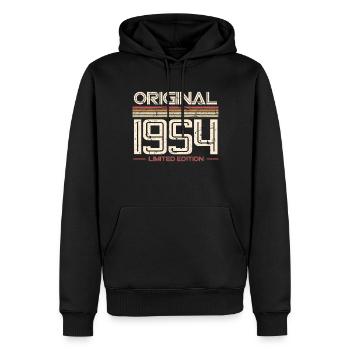 1954 année de naissance 70e anniversaire - Sweat à capuche Premium bio Homme - noir - Devant - Nico (187cm)