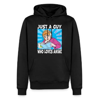 Just a Guy Who Loves Anime Funny Anime Lovers Boys - Men’s Premium Organic Hoodie - black - Front - Nico (187cm)