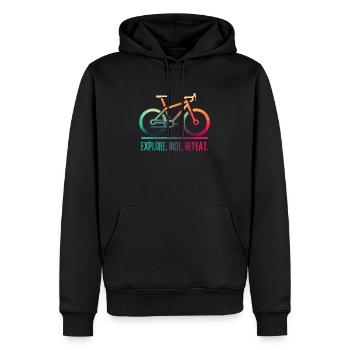 Explorez Ride Repeat - un projet pour le cycliste - Sweat à capuche Premium bio Homme - noir - Devant - Nico (187cm)