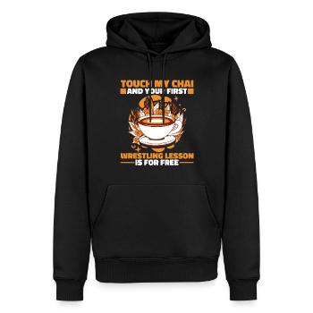 Touche mon chai et ton premier combat est gratuit - Sweat à capuche Premium bio Homme - noir - Devant - Nico (187cm)