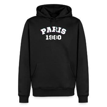 Paris 1980 Design - Männer Premium Bio Hoodie - Schwarz - Vorne - Nico (187cm)