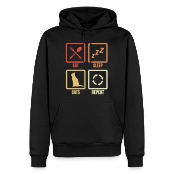 Essen Schlafen Katzen Wiederholen - Männer Premium Bio Hoodie - Schwarz - Vorne - Nico (187cm)