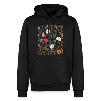 Botanische Glückseligkeit Wildblumenstrauß Naturliebhaber - Männer Premium Bio Hoodie - Schwarz - Vorne - Nico (187cm)