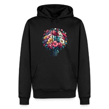 Botanische Glückseligkeit Wildblumenstrauß Naturliebhaber - Männer Premium Bio Hoodie - Schwarz - Vorne - Nico (187cm)