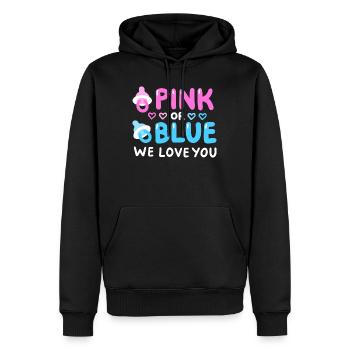 Gender Reveal Party Pink oder Blau - Männer Premium Bio Hoodie - Schwarz - Vorne - Nico (187cm)