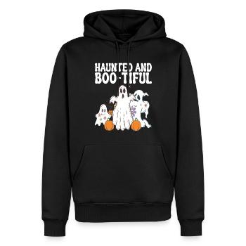 Haunted and Boo-tiful Halloween Ghosts - Men’s Premium Organic Hoodie - black - Front - Nico (187cm)