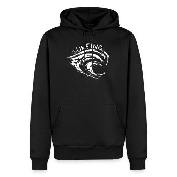 Surfer Wellen Meer Ozean Wasser Surfen Symbol Logo - Männer Premium Bio Hoodie - Schwarz - Vorne - Nico (187cm)