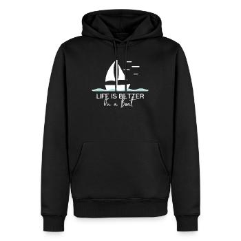 La vie est meilleure sur un bateau à voile dans un port de yacht - Sweat à capuche Premium bio Homme - noir - Devant - Nico (187cm)