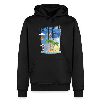 Sonne, Meer, Strand, Plane, Palmen, Insel - Männer Premium Bio Hoodie - Schwarz - Vorne - Nico (187cm)