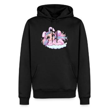 Skurriles Hasenmädchen mit Lutscher - Männer Premium Bio Hoodie - Schwarz - Vorne - Nico (187cm)