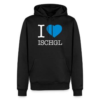 I LOVE ISCHGL - Männer Premium Bio Hoodie - Schwarz - Vorne - Nico (187cm)