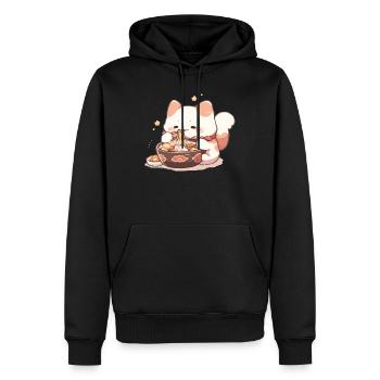 Spaghetti-Katzen - Katze hat Spaß mit der Vergangenheit - Männer Premium Bio Hoodie - Schwarz - Vorne - Nico (187cm)
