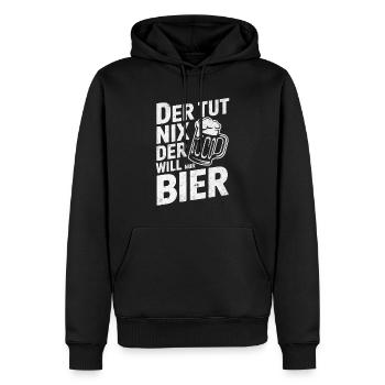 Il ne fait rien, il veut juste de la bière - Sweat à capuche Premium bio Homme - noir - Devant - Nico (187cm)