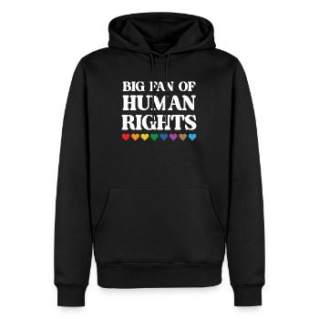 Mois de la fierté LGBTQ - Grand fan des droits de l’homme - Sweat à capuche Premium bio Homme - noir - Devant - Nico (187cm)