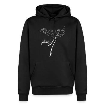Chat mélomane - Sweat à capuche Premium bio Homme - noir - Devant - Nico (187cm)