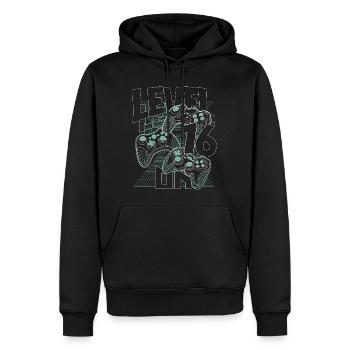 Level Up Retro Controller Graphic 16th Birthday - Men’s Premium Organic Hoodie - black - Front - Nico (187cm)