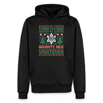 Weihnachts Pixel Sweat Naughty Nice Whatever - Männer Premium Bio Hoodie - Schwarz - Vorne - Nico (187cm)