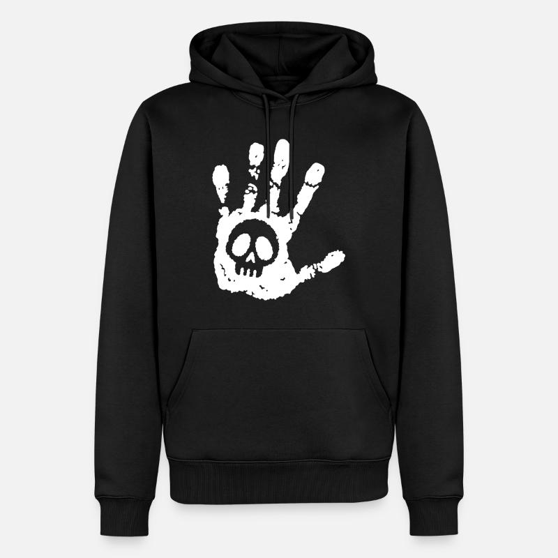 Crâne et empreinte blanche - Sweat à capuche Premium bio Homme - noir