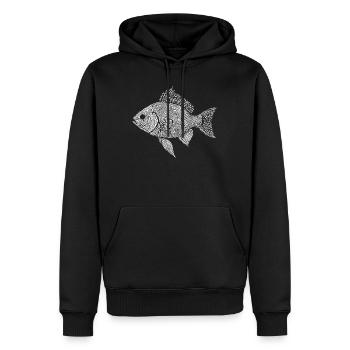 Œuvre d’art d’amateur de pêche - Sweat à capuche Premium bio Homme - noir - Devant - Nico (187cm)