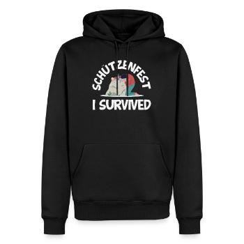 Lustiger Schützenfest I Survived Spruch - Männer Premium Bio Hoodie - Schwarz - Vorne - Nico (187cm)